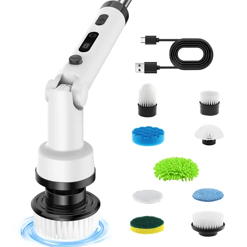 Foldable Rotating Cordless Long Handle Electric Cleaning Brush with 9 Heads Long Handle Electric Cleaning Brush Household Handheld Multifunctional Foldable Rotating No Dead Angle Cleaning Kit (image for) Foldable Rotating Cordless Long Handle Electric Cleaning Brush with 9 Heads Long Handle Electric Cleaning Brush Household Handheld Multifunctional Foldable Rotating No Dead Angle Cleaning Kit